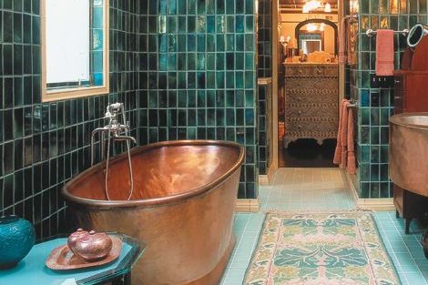 copper tub bathroom portland cabinet cures